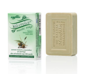 Green Mirovolos olive oil soap with mastic